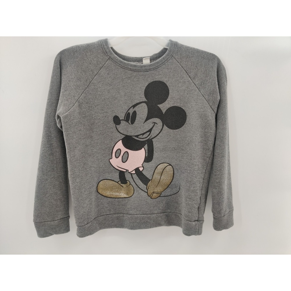 Disney Forever 21 Mickey Mouse Raglan Sweatshirt Heather Gray Small Sparkle Shoe
